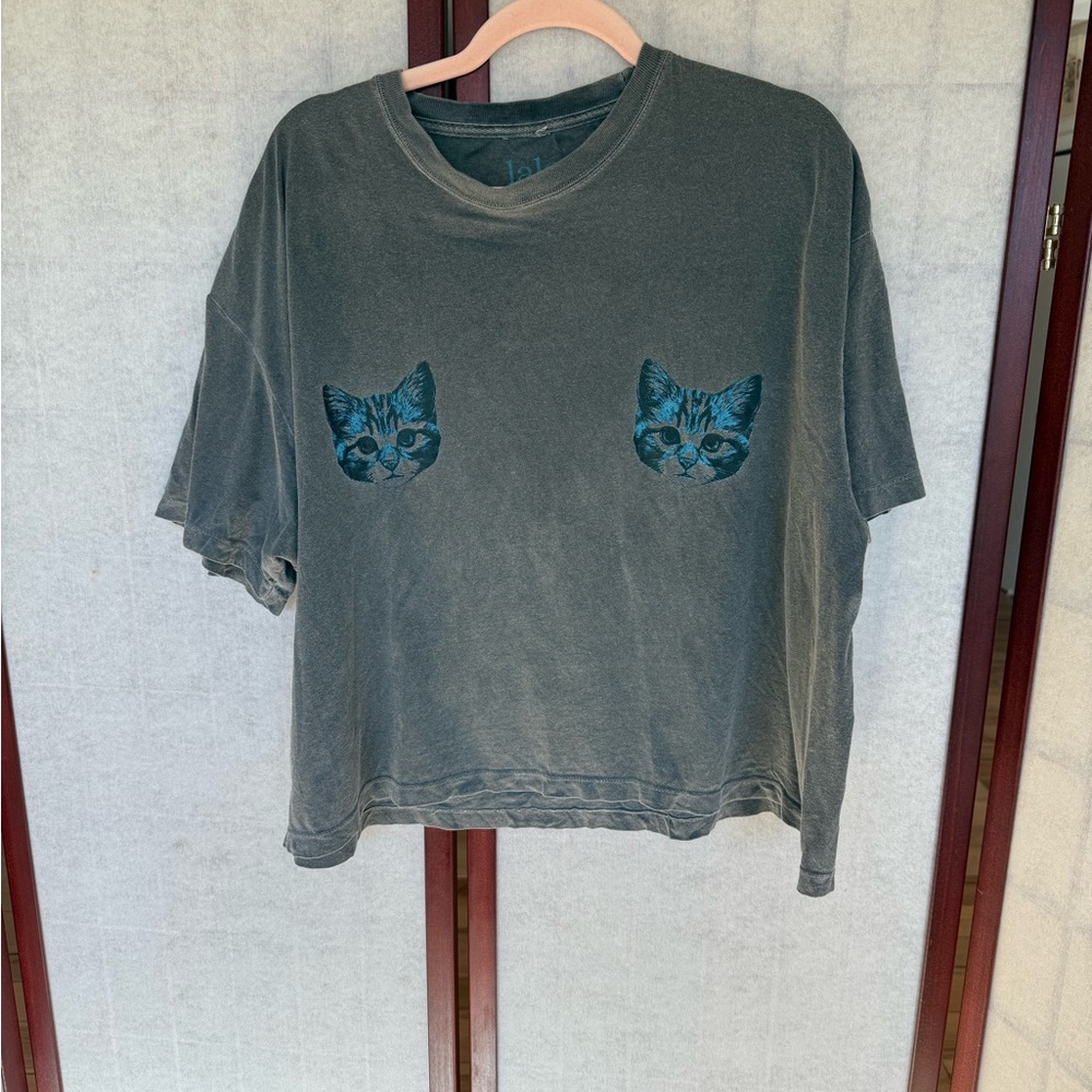 Dressed in LALA Show Me Your Kitties Tee in Charcoal